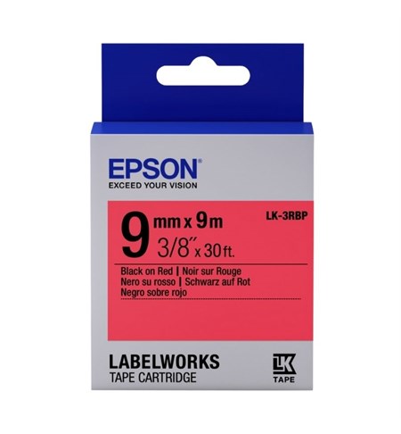 Epson LK-3RBP Black on Red 9mm x 9m